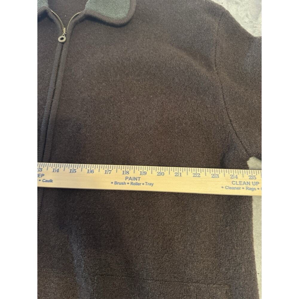 Vintage Woolrich Women’s XL Brown Long Zip Coat Olive Collar Cottagecore - Picture 7 of 11